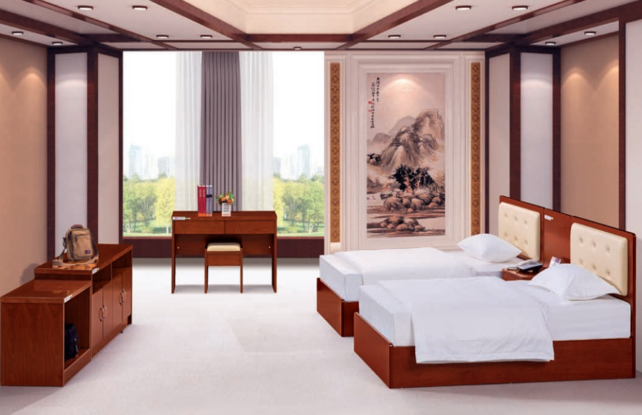 酒店實(shí)木床定制